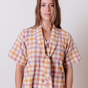 Dina Top - Blush Plaid - Image 1
