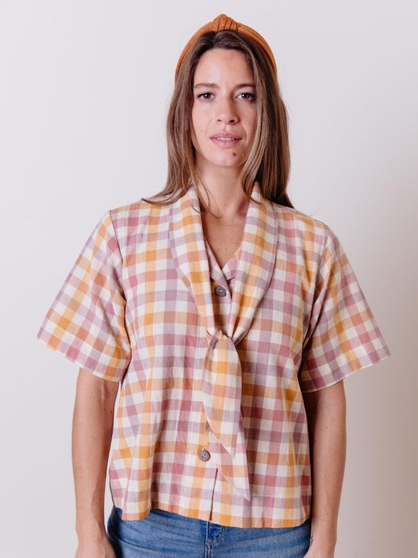 Dina Top - Blush Plaid