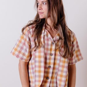 Dina Top - Blush Plaid - Image 2