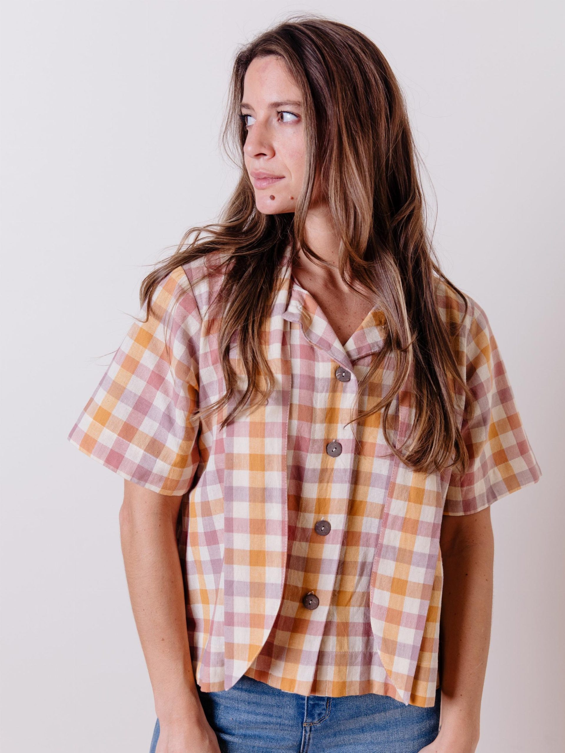 Dina Top - Blush Plaid - Image 2