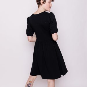Inez Bubble Sleeve Dress - Black Jersey - Image 8