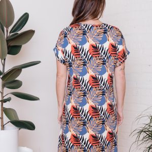 Montrose Tie Dress - Layered Palms Peach - Image 5