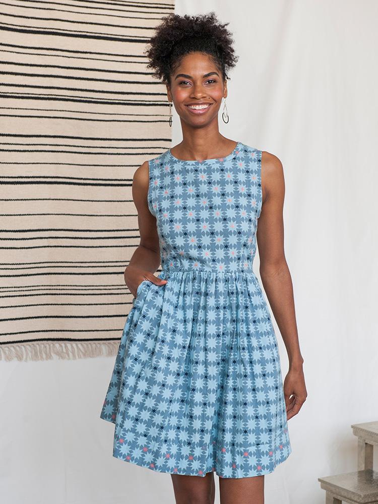 Tic Tac Toe Dress - Blue Quilt - Image 3