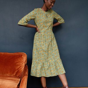 Rachelle Midi Dress - Green Floral - 图片 1