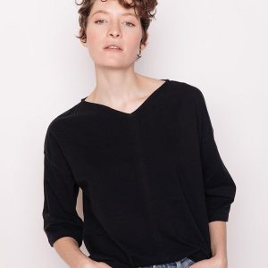 James Drop Sleeve Top - Black - Image 2