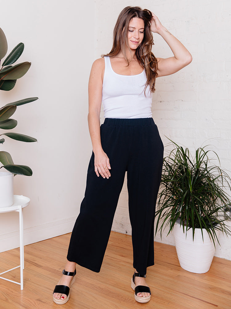 Fae Wide Leg Pant - Black Jersey - Image 4