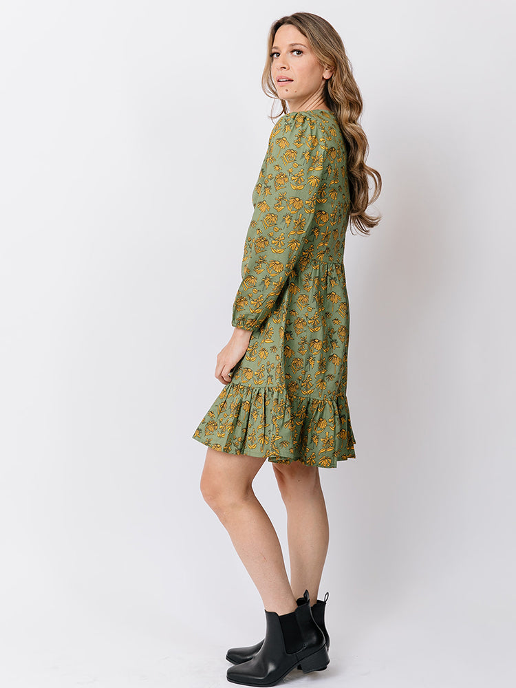Erin Mini Dress - Green Floral - Image 3