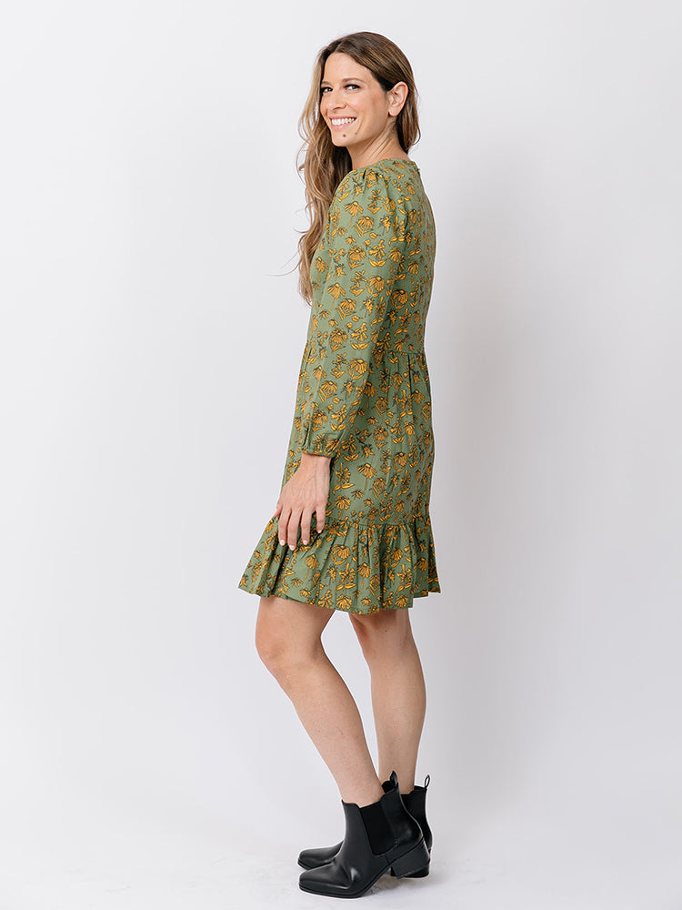Erin Mini Dress - Green Floral - Image 4