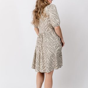 Inez Bubble Sleeve Dress - Savanna Stripe - 图片 4