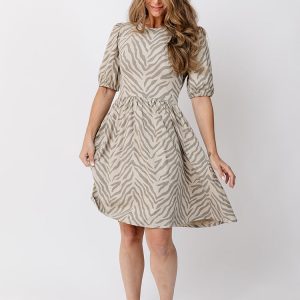 Inez Bubble Sleeve Dress - Savanna Stripe - 图片 3