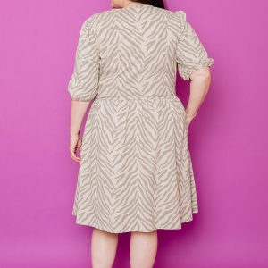 Inez Bubble Sleeve Plus Size Dress - Savanna Stripe - 图片 4