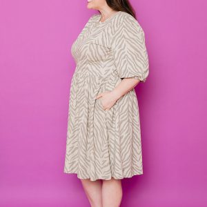 Inez Bubble Sleeve Plus Size Dress - Savanna Stripe - 图片 3