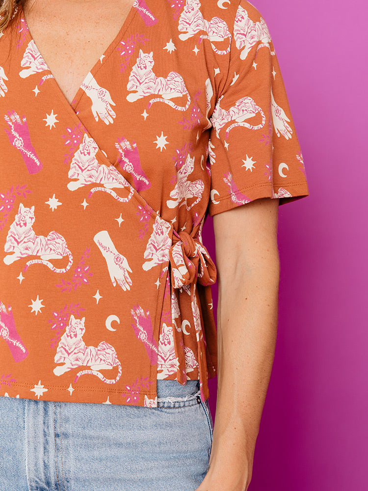 Marley Boxy Wrap Top - Orchid Tigress - Image 3