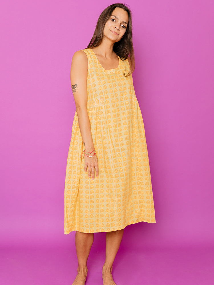 Melody Midi Dress - Sunny Stripes Yellow - Image 2