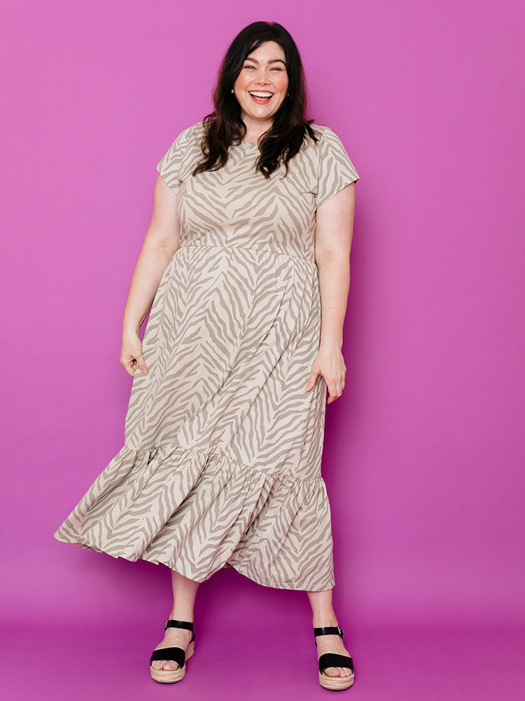 Randi Plus Size Midi Dress - Savanna Stripe - 图片 1