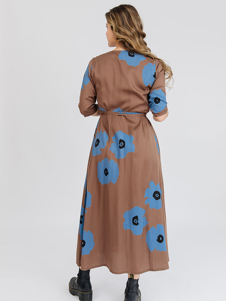Aditi Wrap Dress - Dark Oak - Image 5