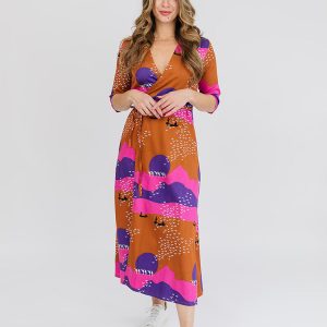 Aditi Wrap Dress - Sunset Spice Plum - Image 3