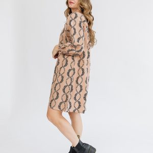 Alexis Long Sleeve Mini Dress - Vine Twist Sand - Image 3