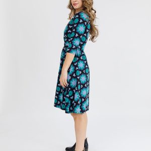 Callie 3/4 Sleeve Wrap Dress - Mod Teal - Image 1