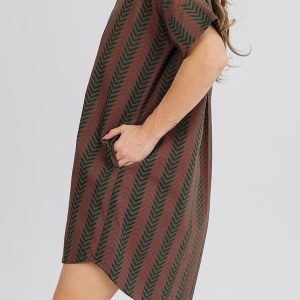 Chennai Mini Dress - Chevron Fern Red - Image 2