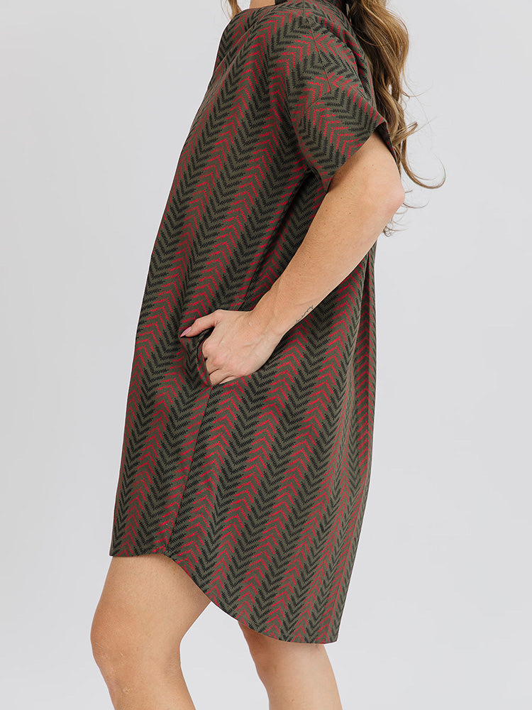 Chennai Mini Dress - Chevron Fern Red - Image 2