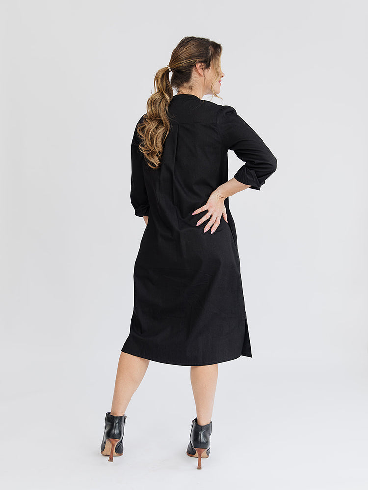 Ranji Midi Dress - Black Denim - 图片 3