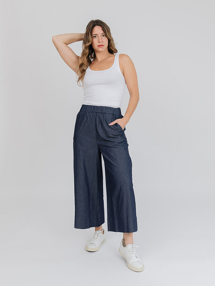 Cropped Rosie Pant - Blue Denim - 图片 2