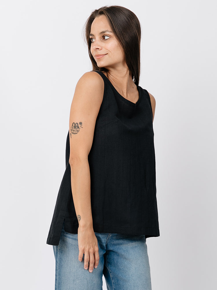 Melissa Tank - Black Linen - Image 1