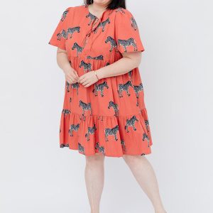 Adelaide Tiered Plus Size Mini Dress - Zebra Bright Berry - Image 3