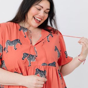 Adelaide Tiered Plus Size Mini Dress - Zebra Bright Berry - Image 5