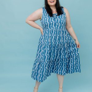 Thais Tiered Plus Size Sleeveless Dress - Blue Samudra - Image 2