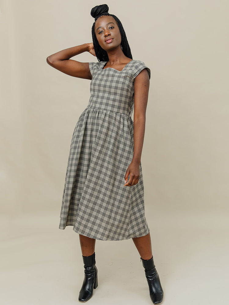Rupi Midi Dress - Cement Plaid - Image 6