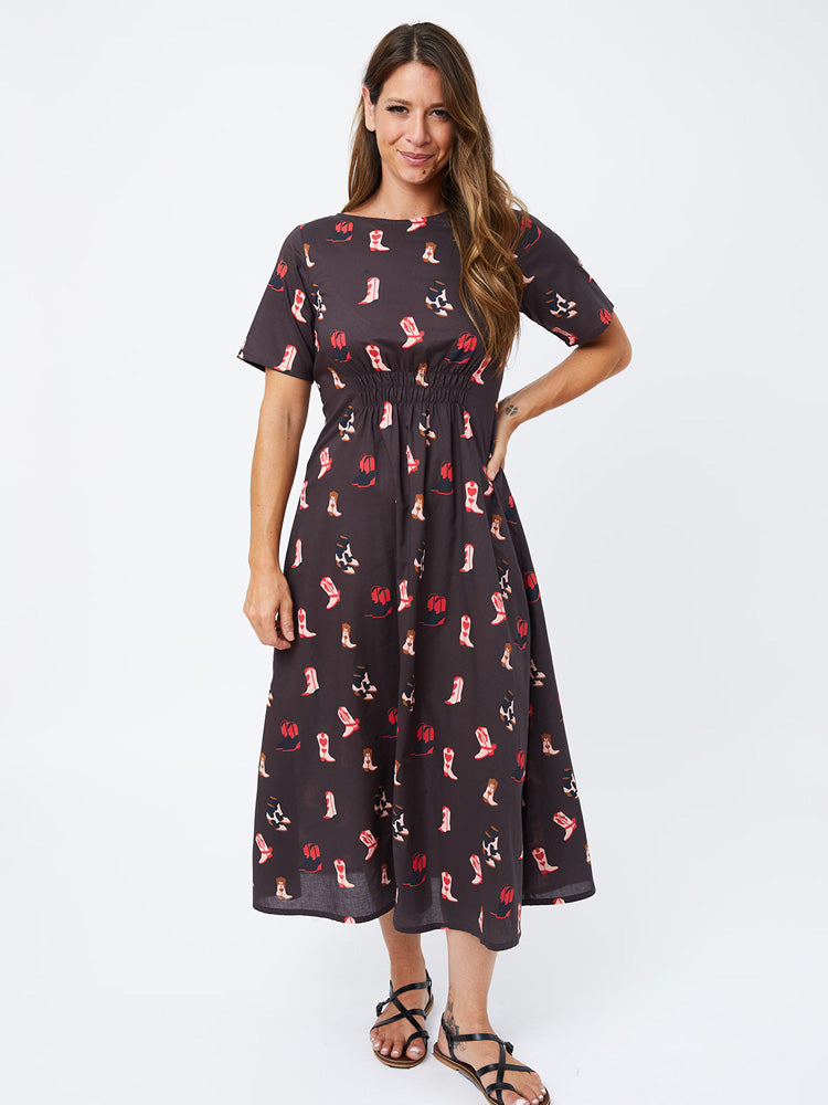 Artsy Traveler Short Sleeve Midi Dress - Two Step Dusk - Image 5