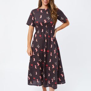 Artsy Traveler Short Sleeve Midi Dress - Two Step Dusk - Image 4