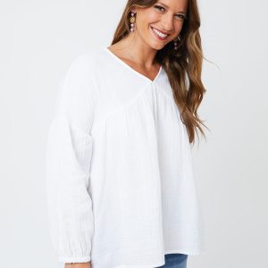 Fiona Blouse - White Gauze - Image 6