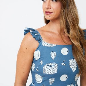 Ruffle Strap Dress - Fruity Blue - Image 7