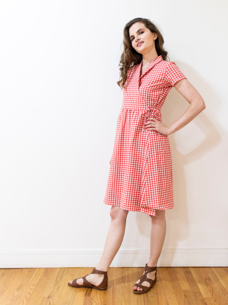 Annie Wrap Dress - Cherry Gingham - Image 4