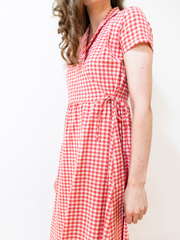Annie Wrap Dress - Cherry Gingham - Image 7