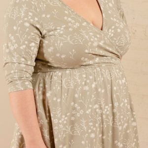 Callie 3/4 Sleeve Plus Size Wrap Dress - Field Taupe - Image 3