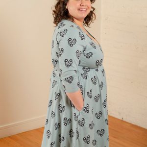 Callie 3/4 Sleeve Plus Size Wrap Dress - Retro Slate - Image 4