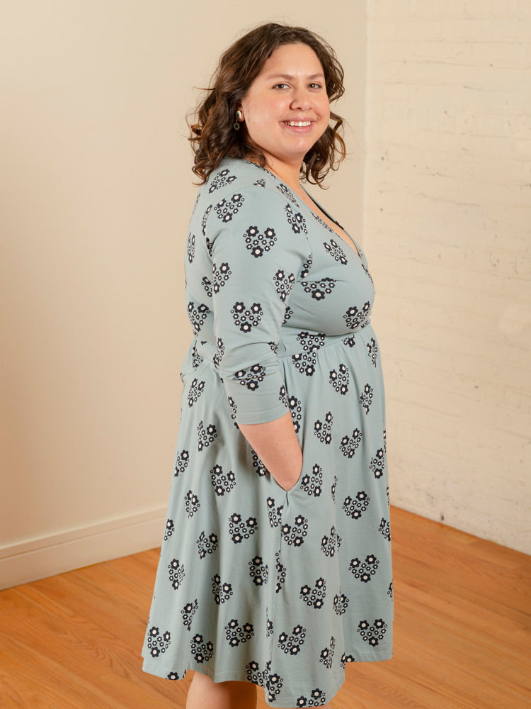Callie 3/4 Sleeve Plus Size Wrap Dress - Retro Slate - Image 4
