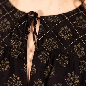 Devi Blouse - Floral Stamp Black - Image 2
