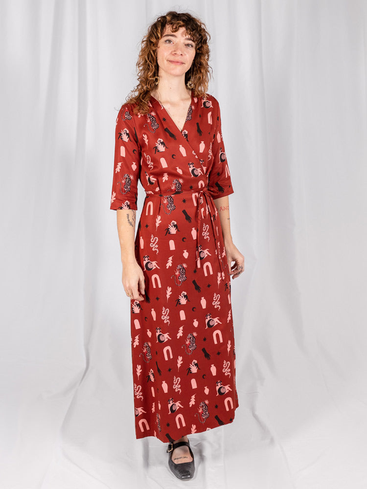 Aditi Wrap Dress - Modern Objects Cranberry - Image 2