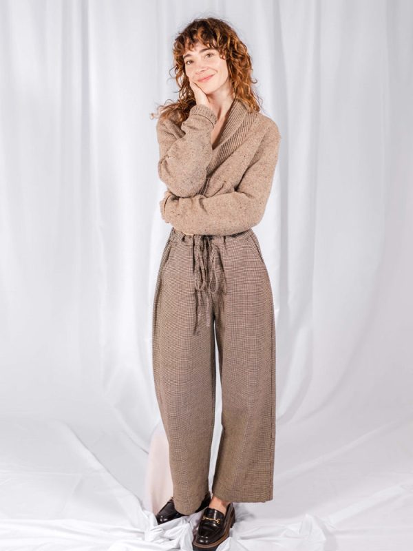 Emmy Drawstring Pant - Houndstooth