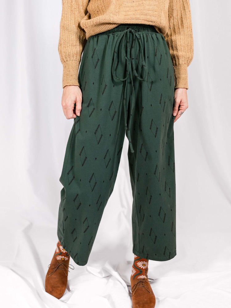Fae Drawstring Pant - Diamond Vine Dark Sage - 图片 3