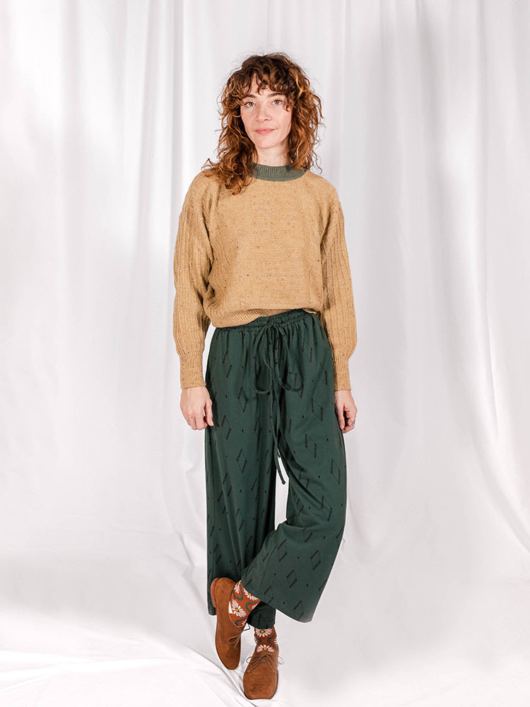 Fae Drawstring Pant - Diamond Vine Dark Sage - 图片 4
