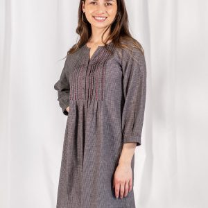 Vienna Pleated Dress - Woven Check Black - Image 6