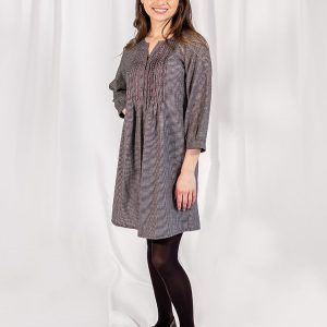 Vienna Pleated Dress - Woven Check Black - Image 2