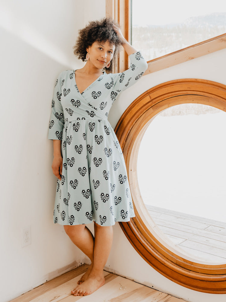 Callie 3/4 Sleeve Wrap Dress - Retro Slate - Image 2