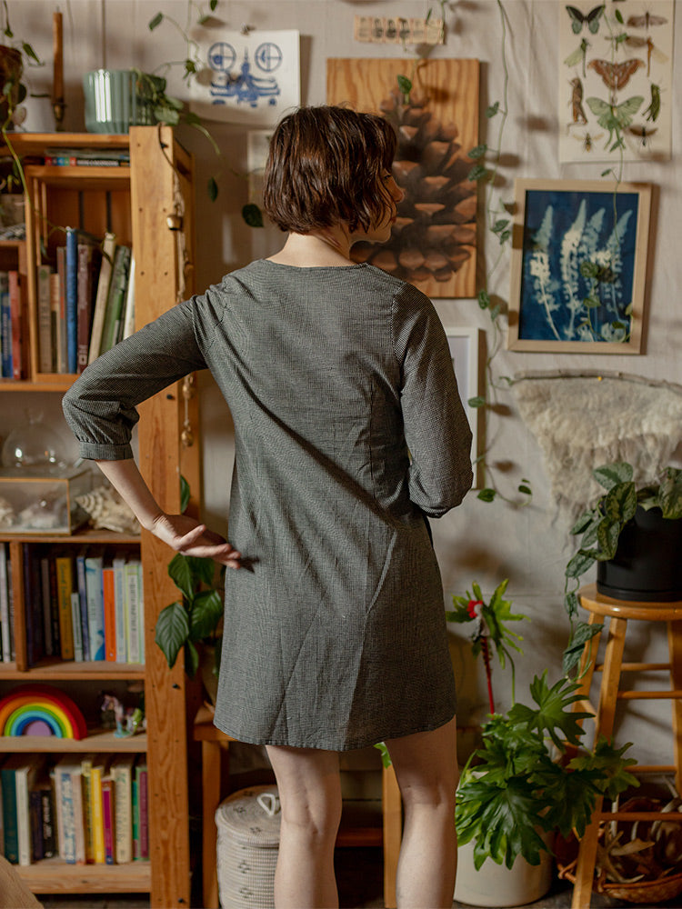 Vienna Pleated Dress - Woven Check Black - Image 3